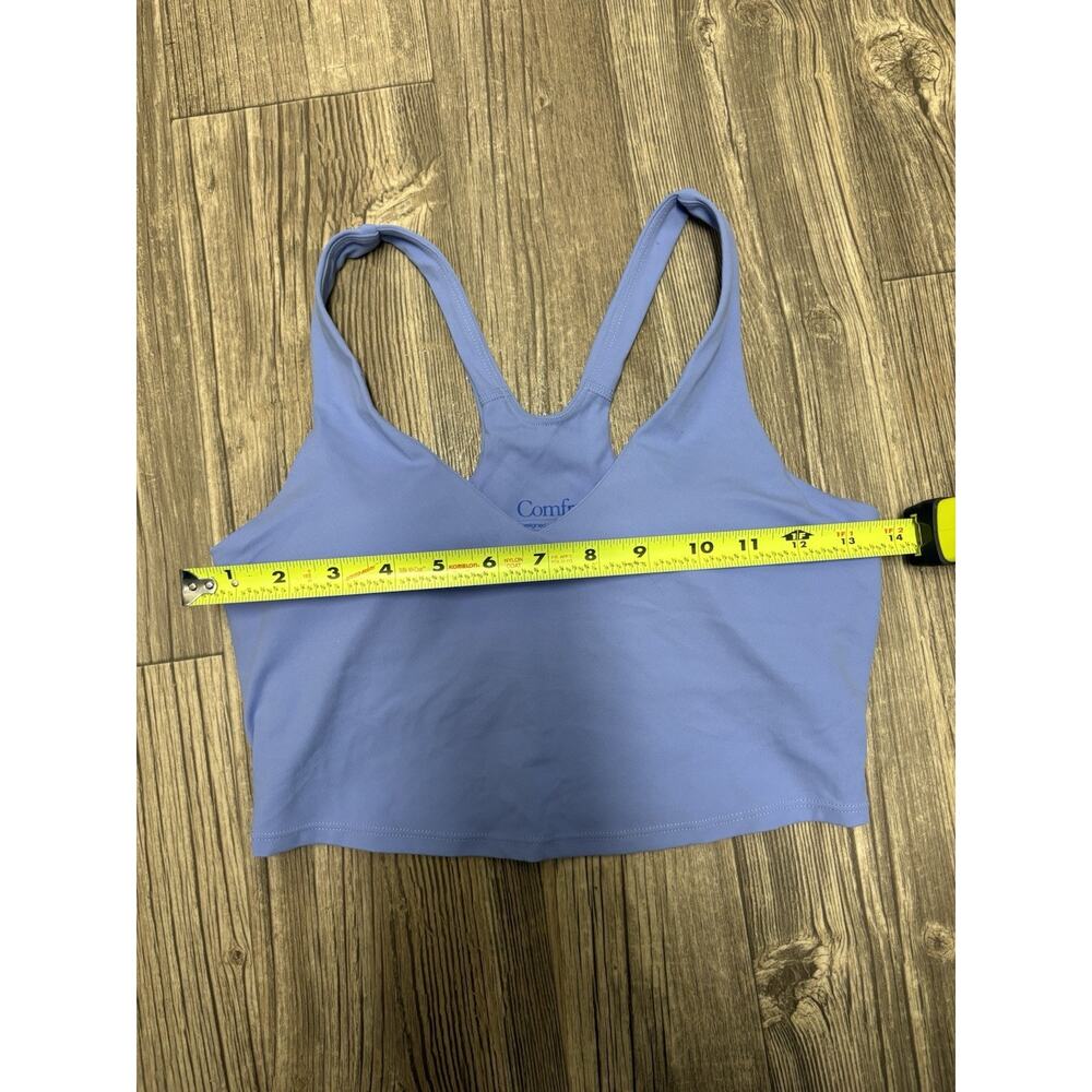 Comfrt Womens Blue Cropped Racerback Tank Top Sports Bra Built-in Shelf Bra S - Picture 6 of 9